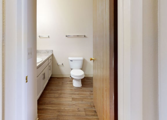 renovated master bathroom at Oak Shores Apartments, Oak Creek, WI 53154
