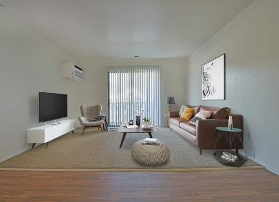 Timberland Living Room Model at Woodland Place Apartments, Michigan 48640