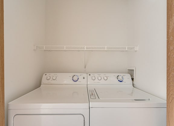 Peony Layout Washer Dryer Set at The Harbours Apartments, Clinton Township, Michigan