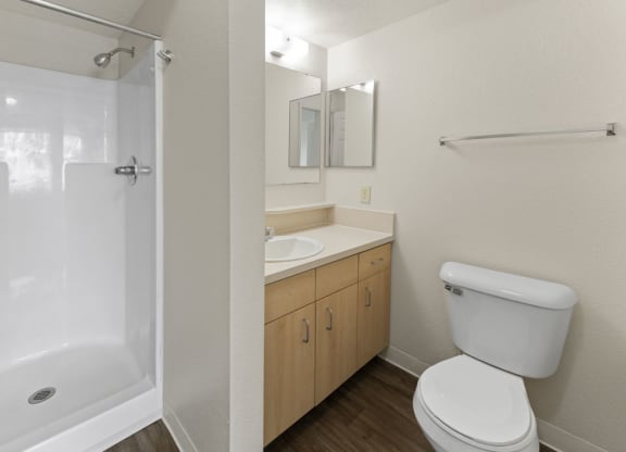 second bathroom with a walk in shower at Hunters Pond Apartment Homes, Champaign, Illinois