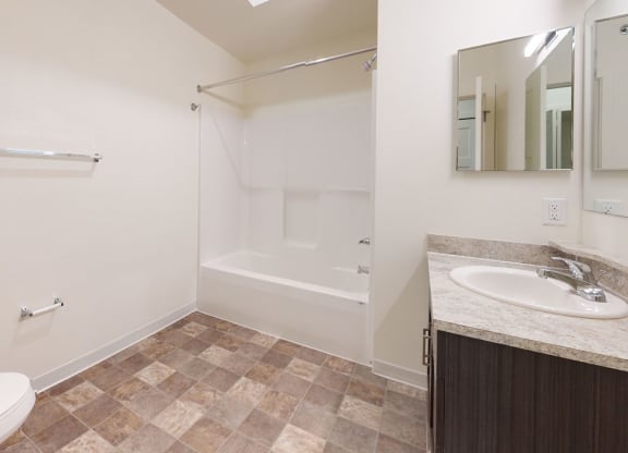 Master Bath with Bathtub at The Reserve at Destination Pointe in Grimes, IA with