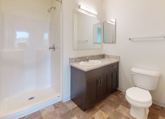 Second Bath with Walk-In Shower at The Reserve at Destination Pointe in Grimes, IA with