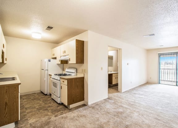 Living And Kitchen areas at Seville Apartments, Kalamazoo, 49009