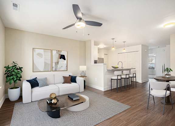 living room with hard surface floors at Signature Pointe Apartment Homes in Athens, AL