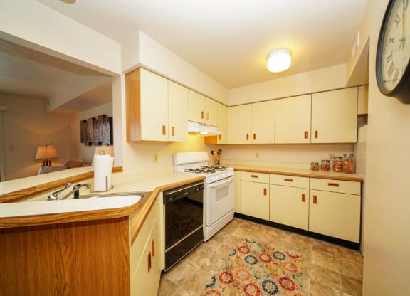 European Style Kitchen at South Bridge Apartments, Indiana, 46816