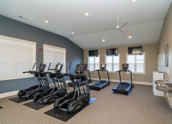 Cardio Machines In Gym at Strathmore Apartment Homes, Iowa