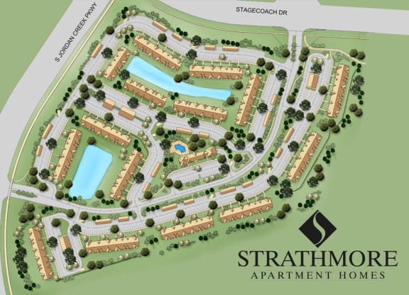 Beautiful Park Like Grounds at Strathmore Apartment Homes in West Des Moines Iowa