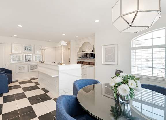 A black and white checkered floor in a well lit room. at Sundance Apartments, Indianapolis, Indiana