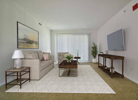 Spruce Living Room Model at Thornridge Apartments, Grand Blanc 48439