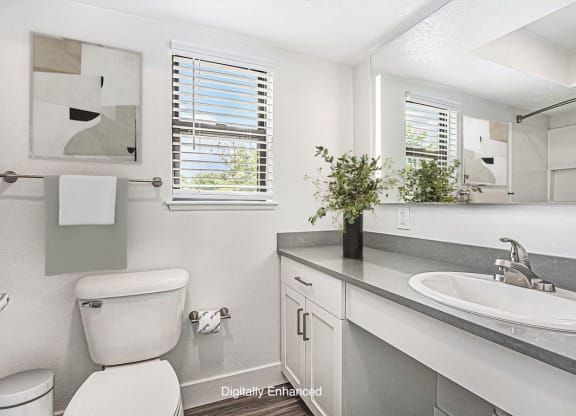 bathroom with a window at The Crossings Apartments, Michigan, 49508