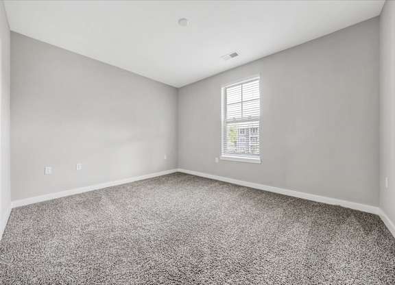 A room with a carpeted floor and a window with blinds at The Retreat Apartments, Roanoke, 24019