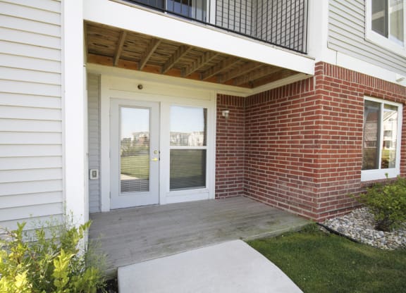 Large apartment patio with enclosed storage at Tracy Creek Apartments, Perrysburg