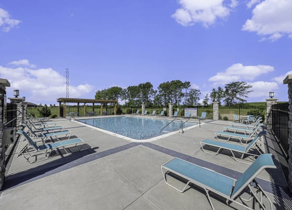 Resort style Pool with Pergola at Trade Winds Apartment Homes in Elkhorn, NE
