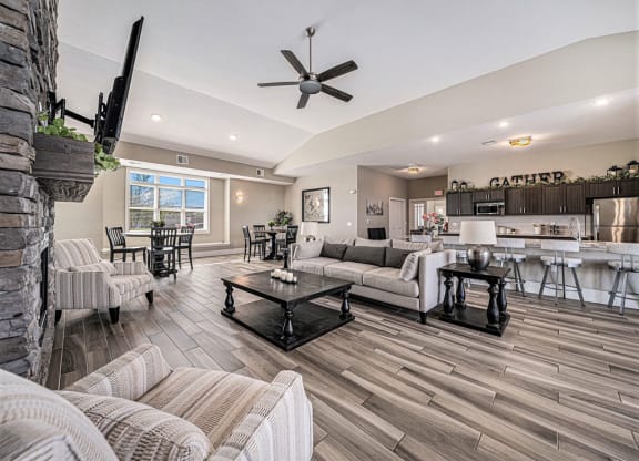Comfortable Seating Areas at Community Building for Trade Winds Apartment Homes in Elkhorn, NE 68022