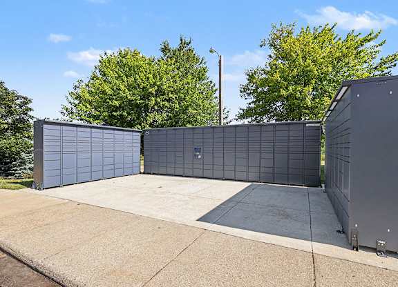 An Amazon Hub package center at Trappers Cove Apartments, Lansing, MI, 48910