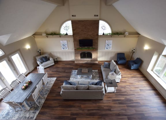Clubhouse with Cathedral Ceiling at Trappers Cove Apartments, Lansing, MI