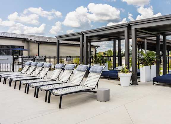 Row of lounge chairs at Upper Vue Flats, Dublin