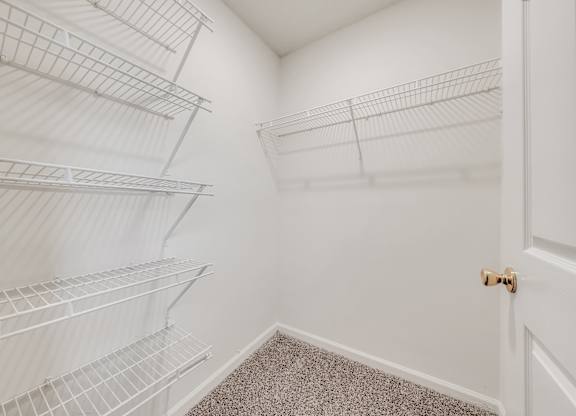 A white pantry with a door and a carpeted floor at WaterFront Apartments, Virginia Beach, 23453