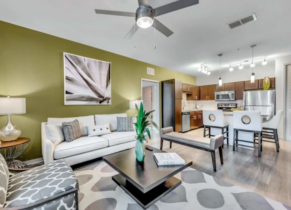 Pendant lightning in living room and kitchen at Pearce at Pavilion Luxury Apartments, Riverview, FL, Florida, 33578