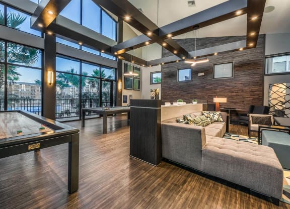 Game Room With Billiards And Shuffleboard at Pearce at Pavilion Luxury Apartments, Florida, 33578