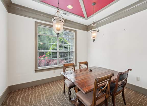 Business center with table and chairs