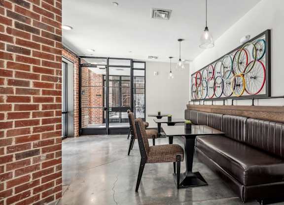 Work and social area with seating with booths