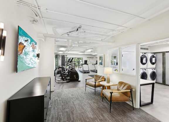 Fitness center with a laundry room and convenience store ..