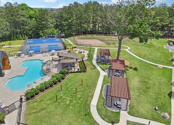 pool, tennis court, pergolas