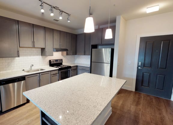 Pendent Lights And Island Kitchen Design, at The Kirkwood, Atlanta, GA 30317