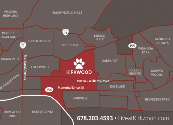 The Kirkwood Neighborhood Map, at The Kirkwood, Atlanta, Georgia