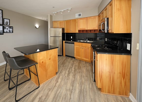 Model Suite Updated Kitchen with All New LVT Hard Surface Flooring - Stonebridge Waterfront in Flats District Cleveland OH