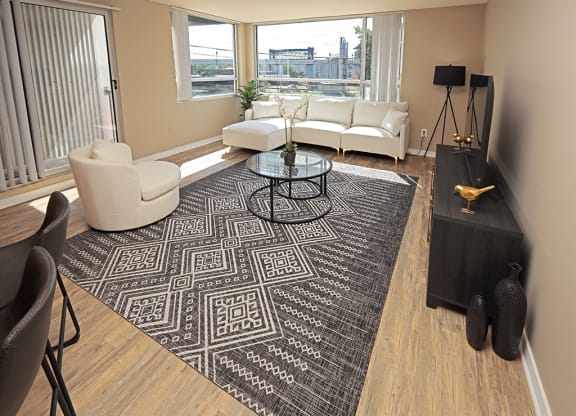 Model Suite with All New LVT Hard Surface Flooring in the Living Areas - Stonebridge Waterfront in Flats District Cleveland OH