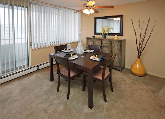2 Bedroom 1 Bath Model Suite Dining Area at Harbor Crest Apartments in Euclid OH