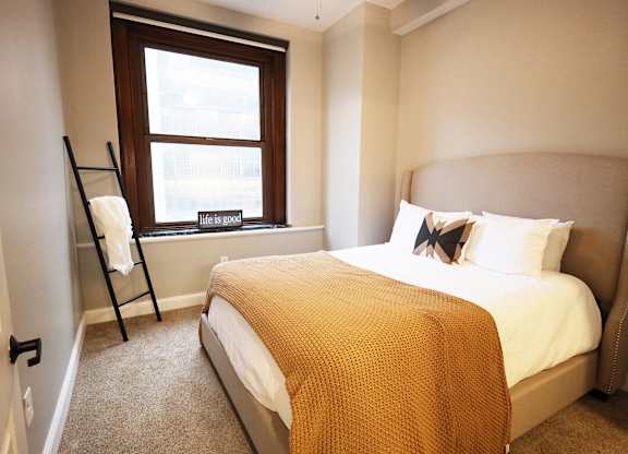 Carpeted Bedroom at Residences at Leader, Cleveland, OH, 44114