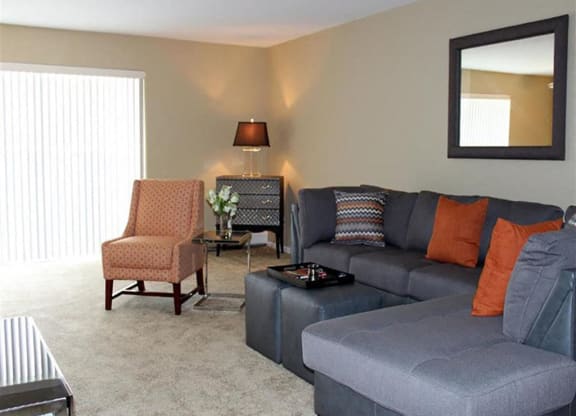 Model Living Room at Oliver House Apartments in Shaker Heights, OH