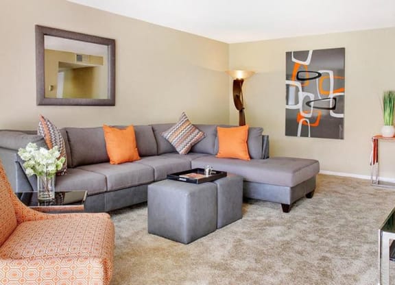 Model Living Room at Oliver House Apartments in Shaker Heights, OH