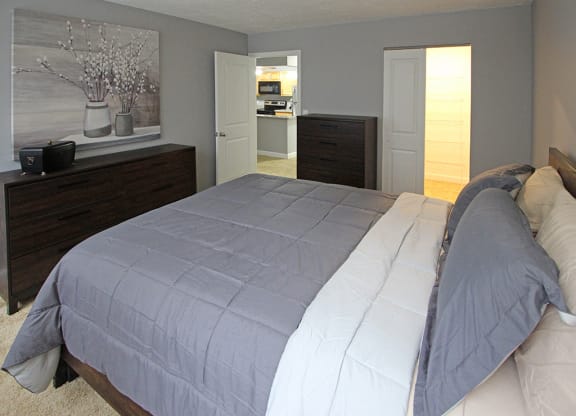 P2 Upgraded Model Bedroom with New Closet Doors and Carpet at Reserve Square, Cleveland, OH