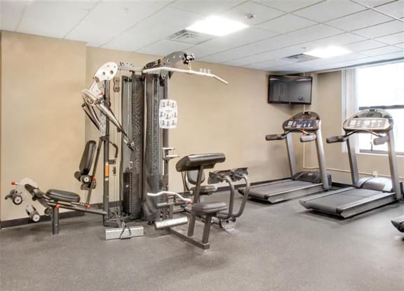 Fitness Center With Updated Equipment at The Residences At Hanna Apartments, Cleveland, OH, 44115