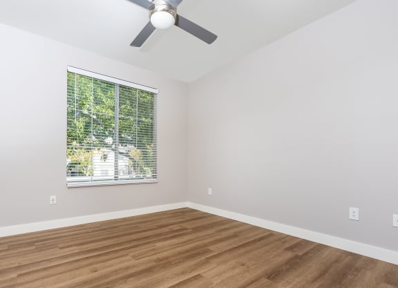 Apartments in Spring Valley, NV, for Rent - Alicante - Bedroom with Hardwood-Style Floor, Spacious Closet, and Large Window with Blinds