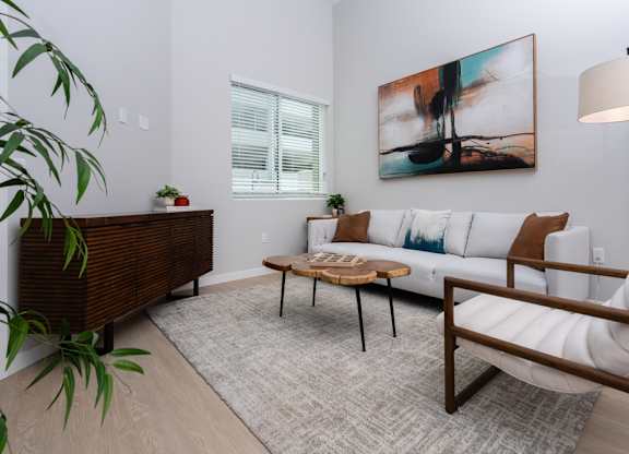 Living room with couch and painting
