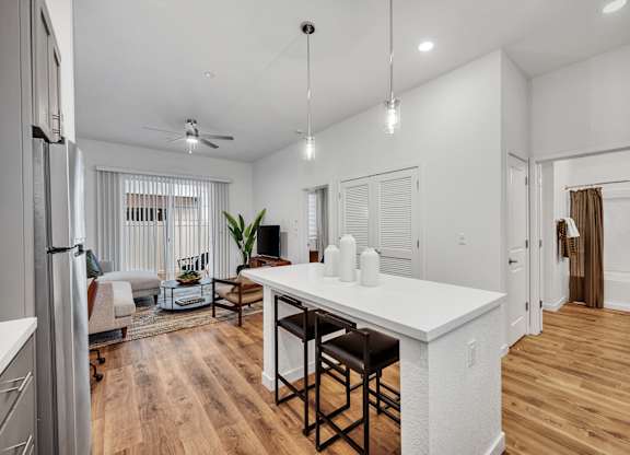 Kitchen with a Wooden Floors at Estia Roseville Apartments, Roseville, 95747