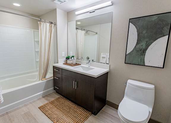 furnished bathroom with garden style tub at Bayswater Apartments, Burlingame, 94010