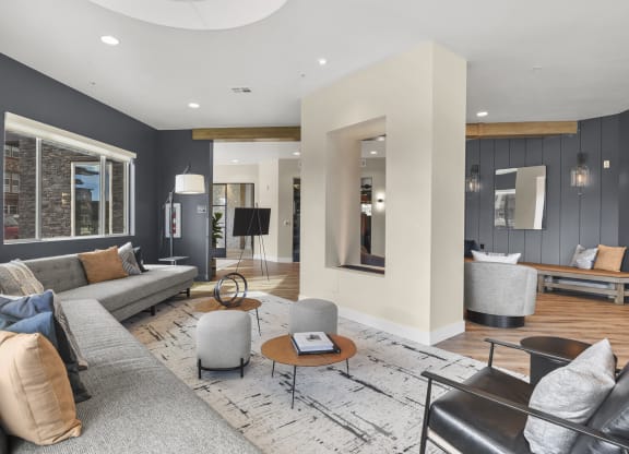 a living room with a couch and a coffee table at Parkside at Littleton Village, Littleton, CO