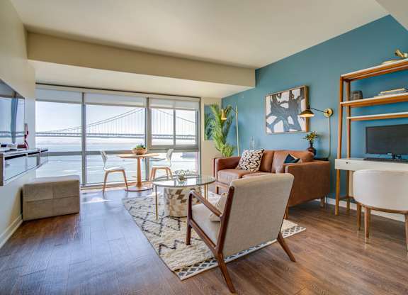 Living Room With Plenty Of Natural Light at Towers at Rincon, San Francisco, CA, California , 94105