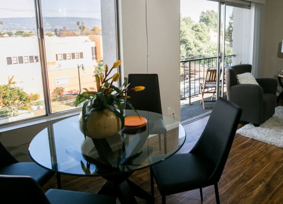 Living Room With Private Balcony at Three Crown Apartments, Alameda, 94501