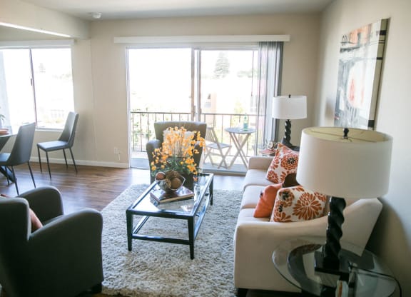 Decorated Living Room With Natural Light at Three Crown Apartments, Alameda, California