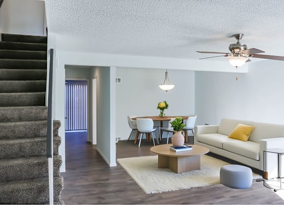 Renovated Townhome Open Living and Dining Space