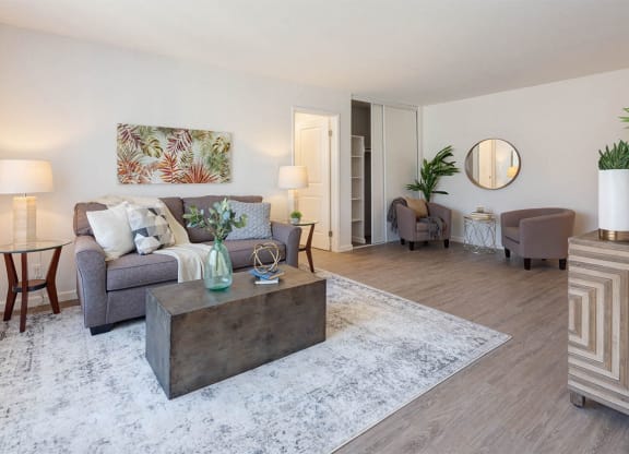 Modern Living Room at Three Crown Apartments, Alameda, CA