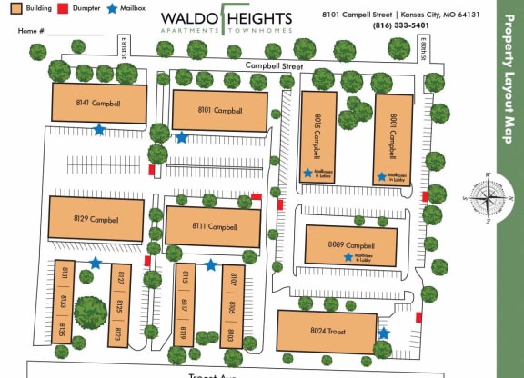 Waldo Heights Map at Waldo Heights, Kansas City, MO