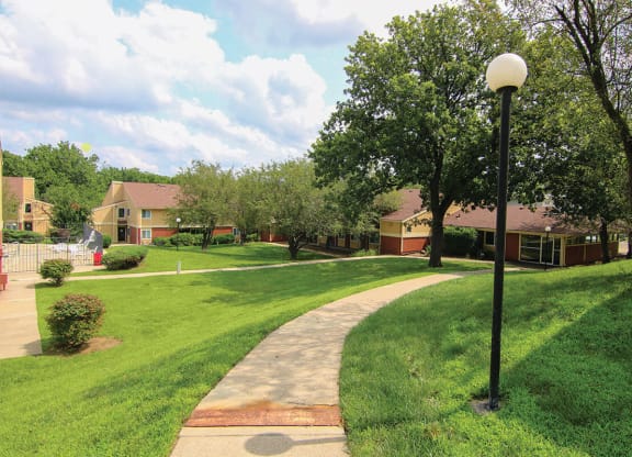 Path to Leasing Office at Raintree Apartments, Topeka, Kansas